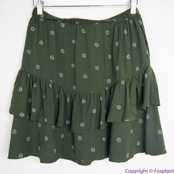 NEW Madewell Pull-On Ruffle Tiered Mini Skirt in Dot Daisies, M - Picture 10 of 15